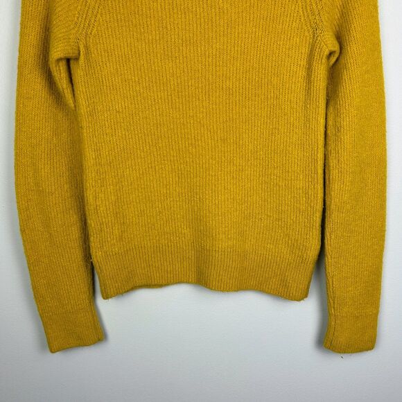 Moth by Anthropologie Crossover Neck Sweater Wool Alpaca Knit Mustard Yellow M - Picture 5 of 14